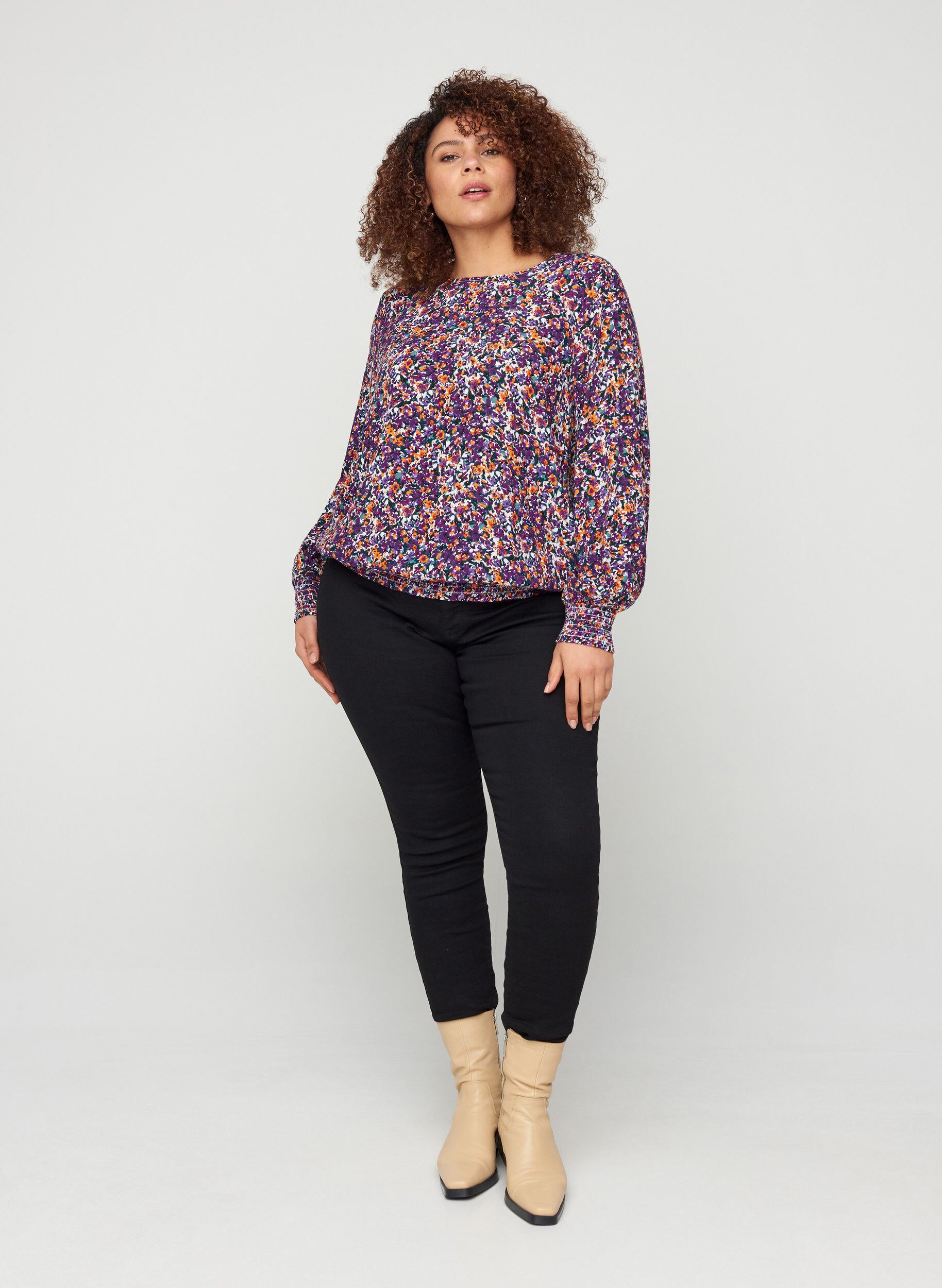 Zizzi Jeggings aus Baumwollmischung, Black, Model image number 3