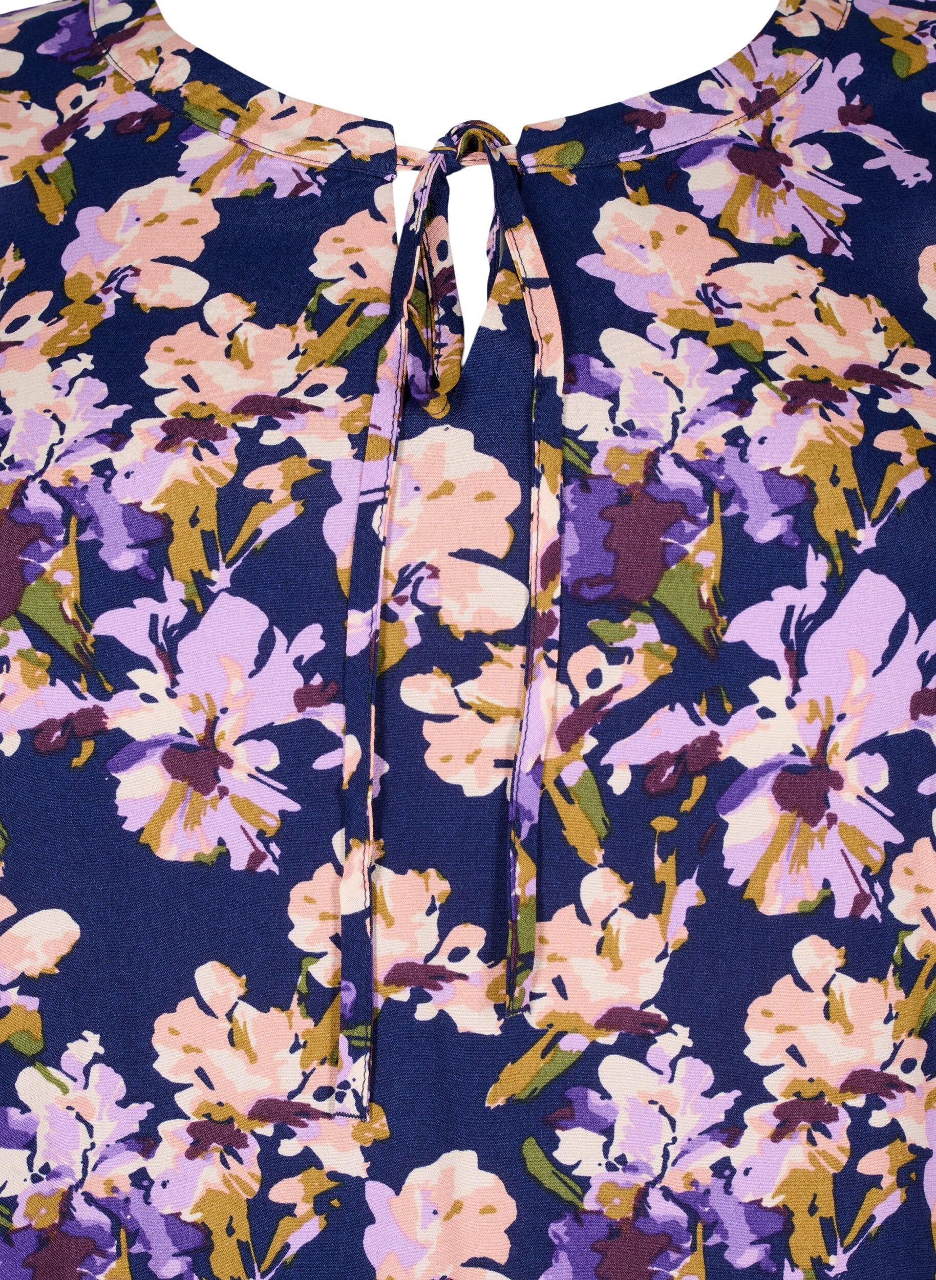 Zizzi Kurz&auml;rmliges Viskose-Kleid mit Aufdruck, Small Flower AOP, Packshot image number 2