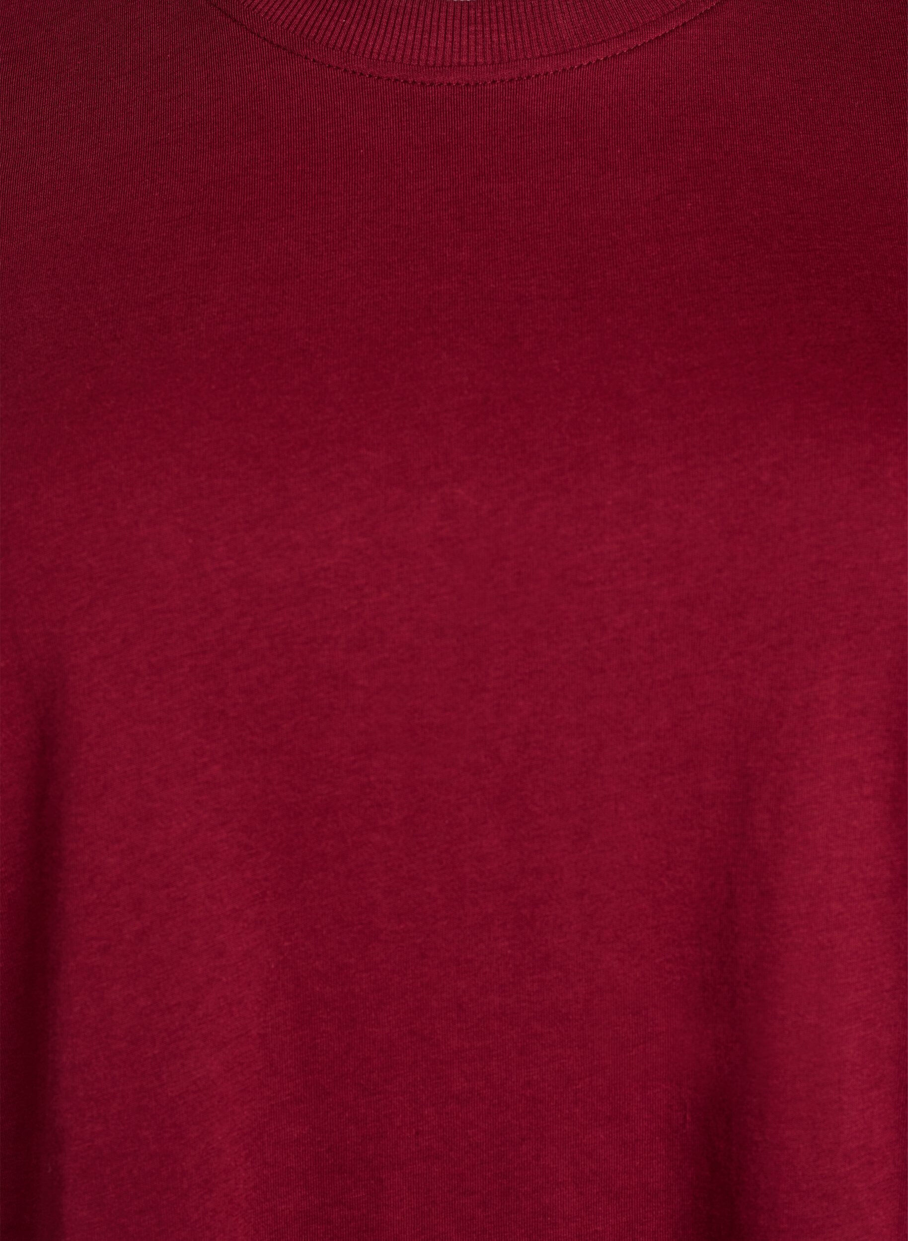 Zizzi Basic-T-Shirt aus Baumwolle mit Rundhalsausschnitt, Dunkles Bordeaux, Packshot image number 2