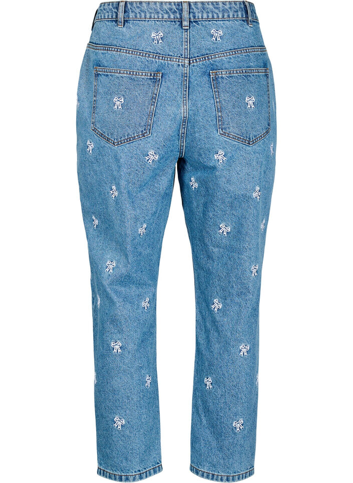 Mille Mom Fit Jeans mit Stickerei, Blau, Packshot image number 1