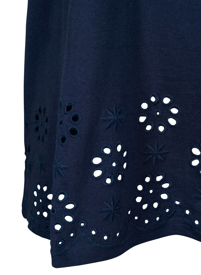 T-Shirt aus Baumwolle mit Broderi anglaise, Navy Blazer, Packshot image number 3