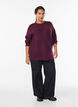 Strickbluse mit V-f&ouml;rmigem Rippenmuster und Schlitzen, Lila, Model image number 1