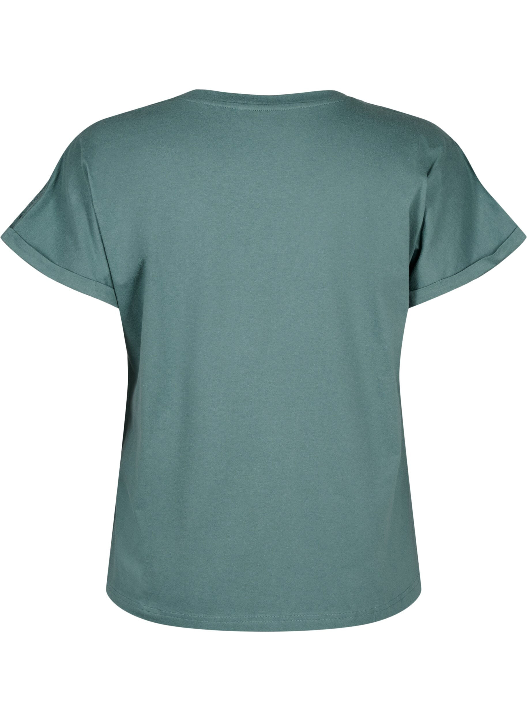 Zizzi T-Shirt aus Bio-Baumwolle mit Lochstickerei, Sea Pine, Packshot image number 1