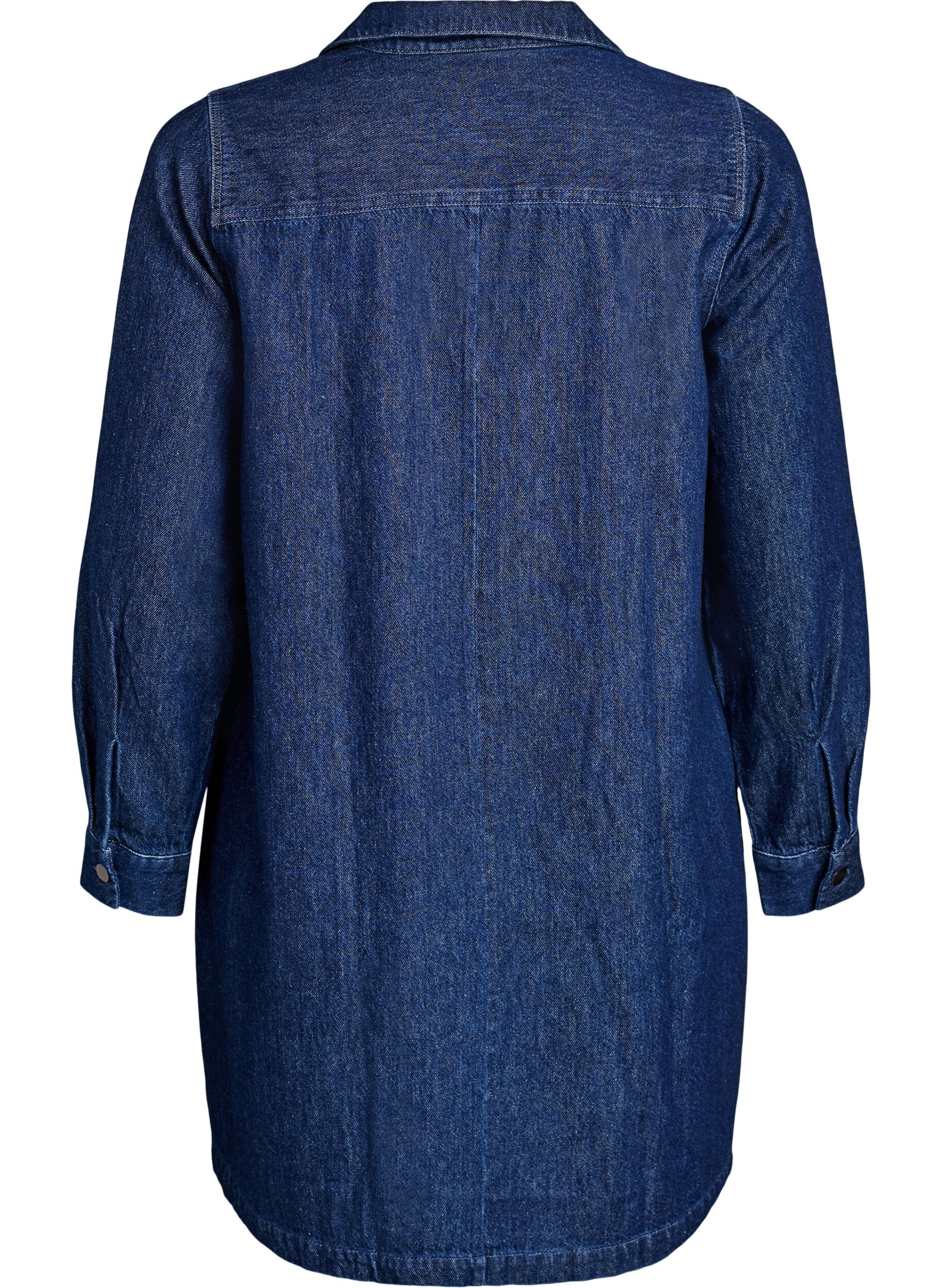ZizziJeanskleid mit V-Ausschnitt und Kragen, Blau, Packshot image number 1