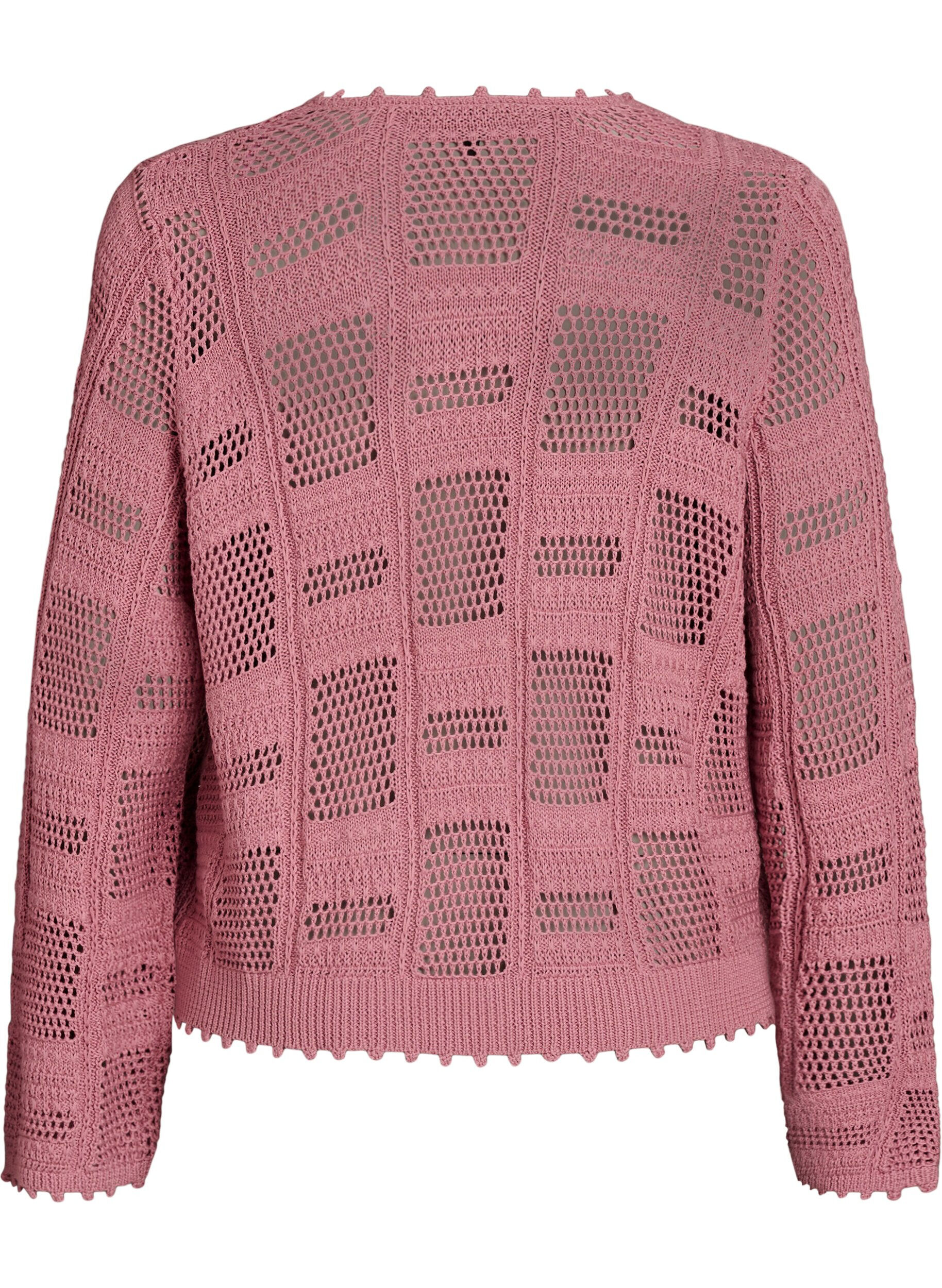 Zizzi Strickjacke mit Bindeb&auml;ndern und Lochmuster, Rot, Packshot image number 1