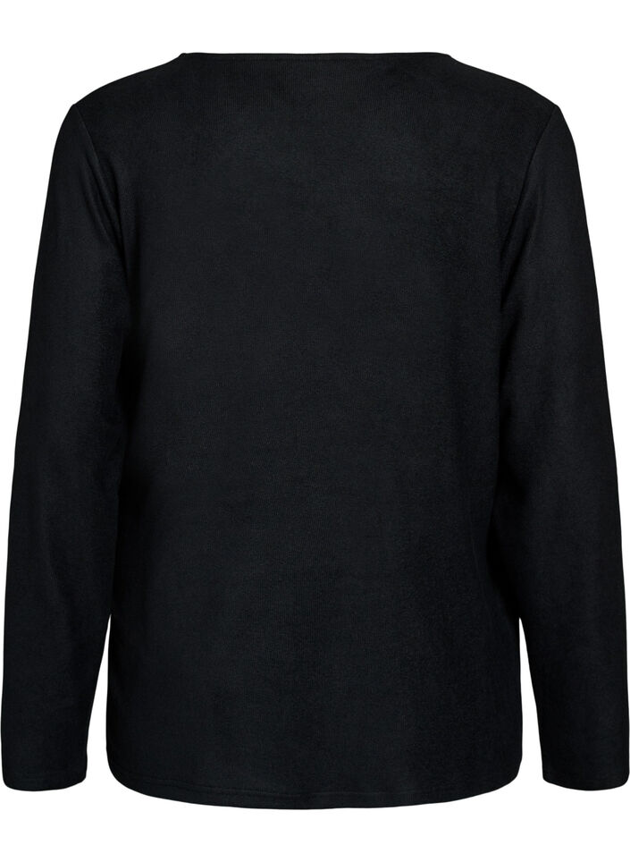 Wickelbluse aus Jersey mit Bindeband, Schwarz, Packshot image number 1