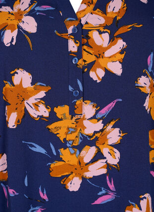 Florale Bluse mit 3/4-Ärmeln, Peacoat Flower AOP, Packshot image number 2