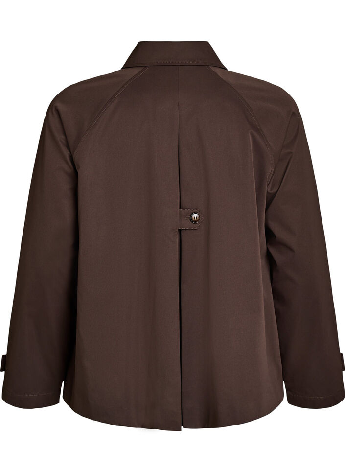 Kurzer Trenchcoat mit Kragen und Raglan&auml;rmeln, Braun, Packshot image number 1
