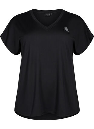 Trainings-T-Shirt mit V-Ausschnitt, Black, Packshot image number 0