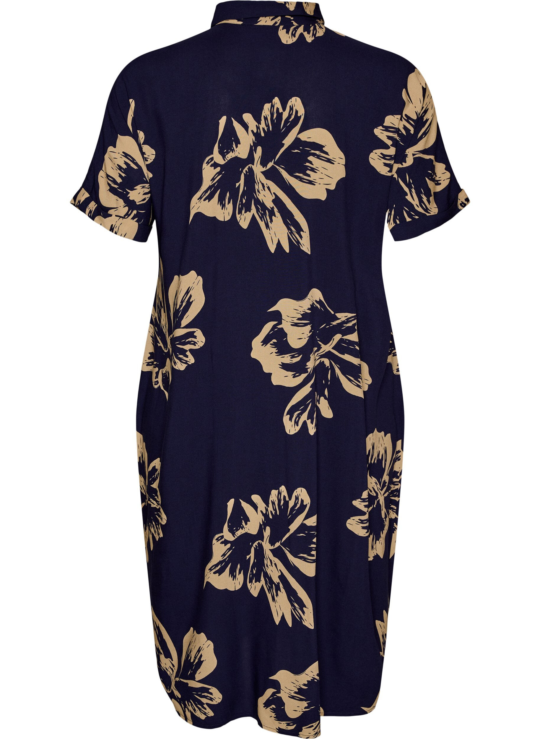 Zizzi Langes Hemdkleid mit kurzen &Auml;rmeln, Blau, Packshot image number 1