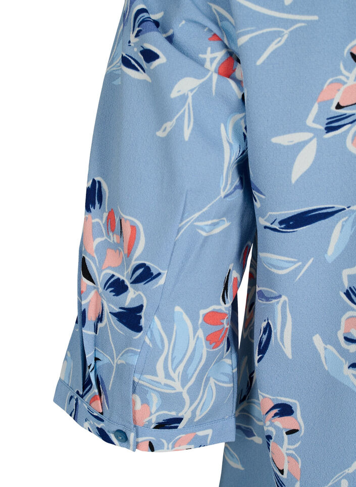 Gepunktete Bluse mit 3/4-Ärmeln , Outline Flower, Packshot image number 3