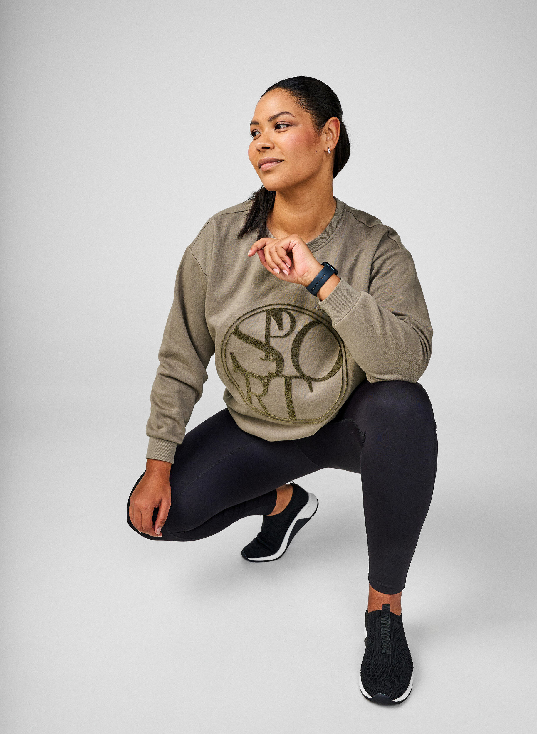 Zizzi Sweatshirt mit Print, Walnut, Image image number 0