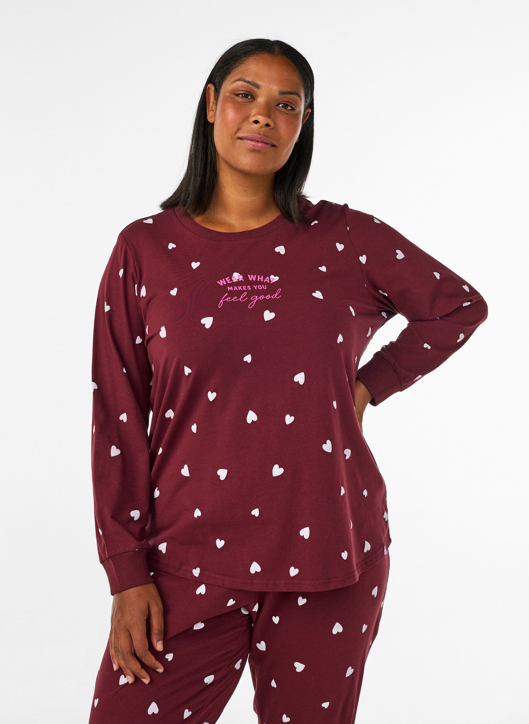 ZizziNachtbluse mit Print, Rot, Model image number 0