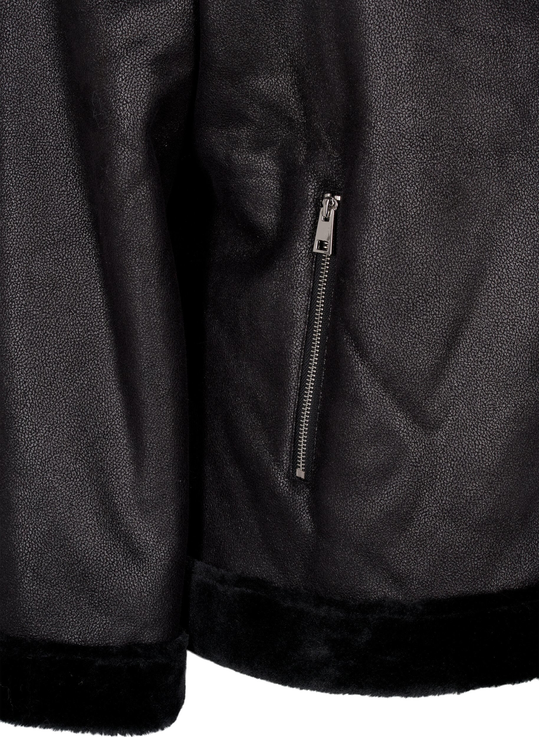 Zizzi Pilotenjacke aus Kunstleder, Black, Packshot image number 2