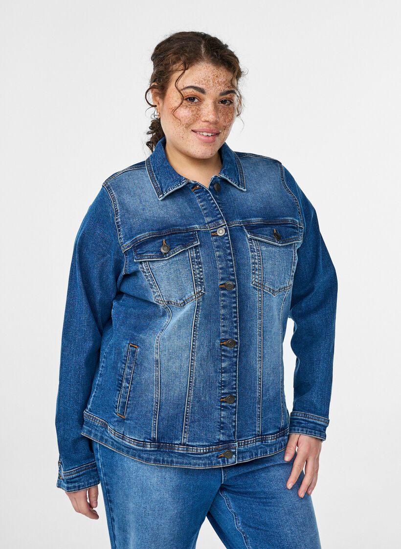 Jeansjacke im klassischen Schnitt, Blau, Model image number 0