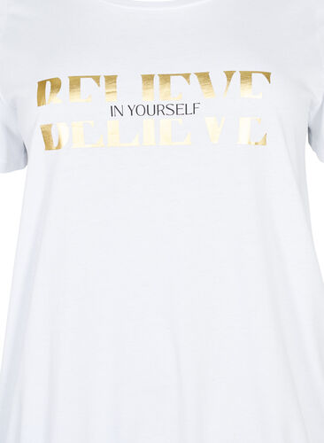 Baumwoll-T-Shirt mit Folien-Druck, B. White w. Believe, Packshot image number 2