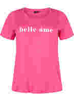 Kurzärmeliges Baumwoll-T-Shirt mit Textdruck, Fandango Pink, Packshot