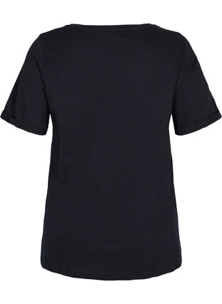 Baumwoll-T-Shirt mit kurzen Ärmeln, Black, Packshot image number 1