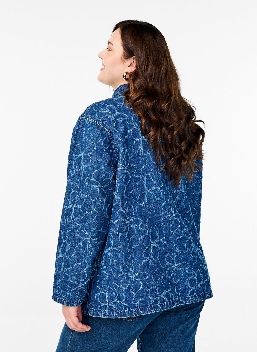 Jeansjacke mit Bindeverschluss und Taschen, Blue Denim Destroy, Model image number 1