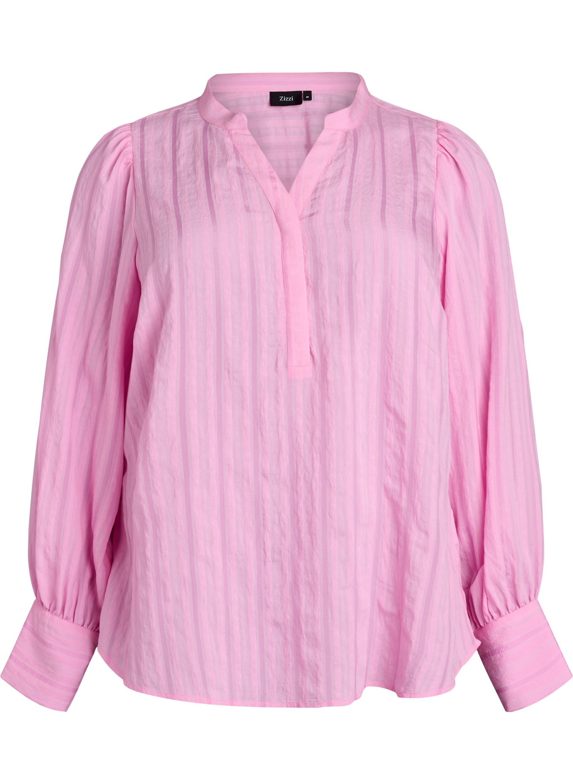 Zizzi Bluse mit L&auml;ngsstreifen, Pink, Packshot image number 0