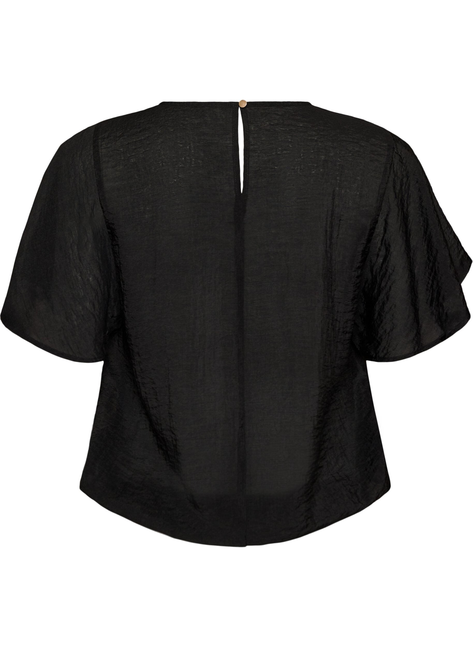 ZizziBluse mit Ballonform und Fl&uuml;gel&auml;rmeln, Schwarz, Packshot image number 1