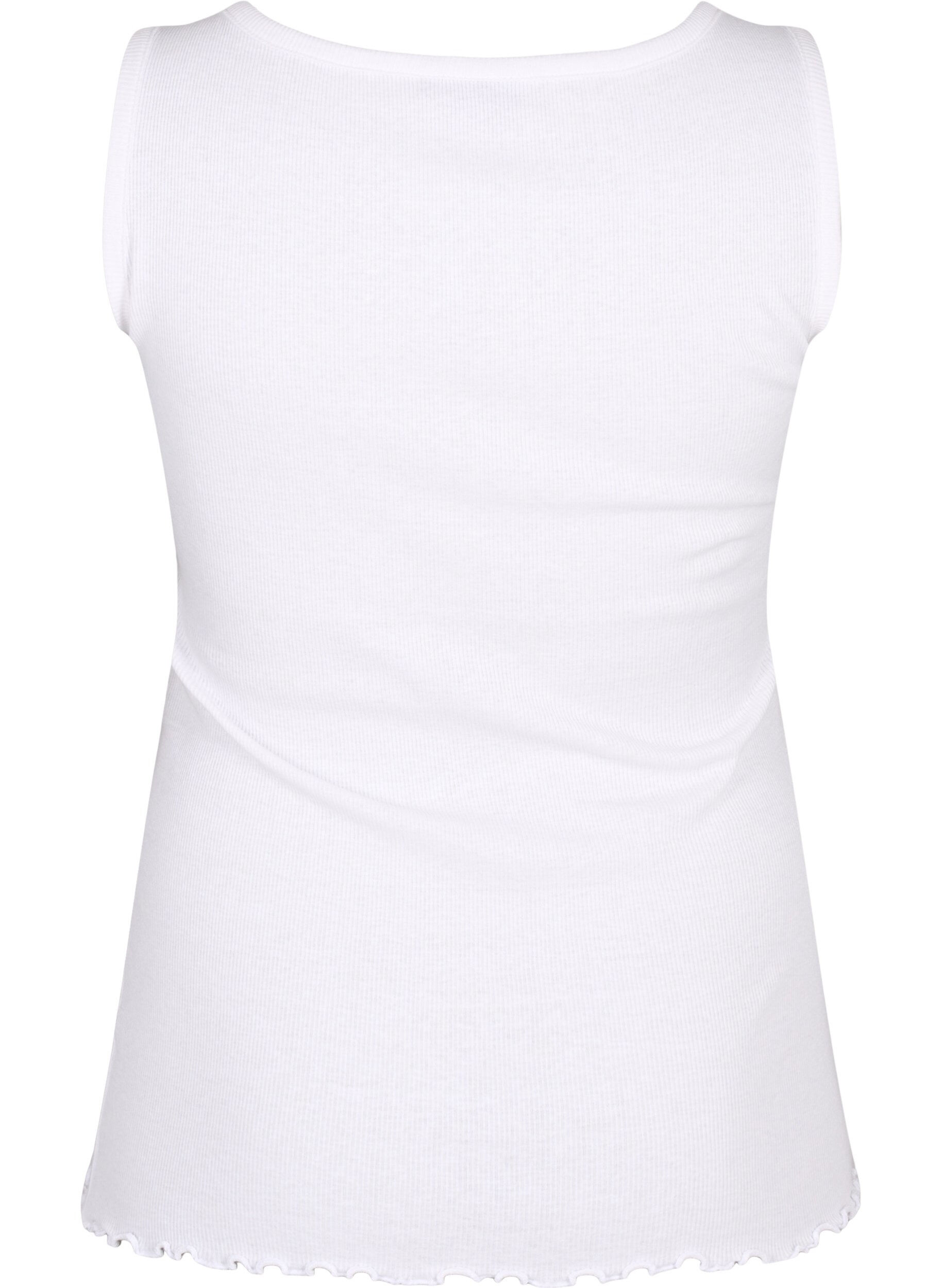 Zizzi Geripptes Tanktop mit Kn&ouml;pfen, Bright White, Packshot image number 1