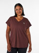 Lockeres Trainings-T-Shirt mit V-Ausschnitt, Braun, Model image number 1