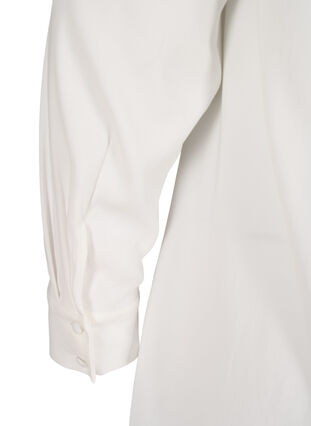 Schlichte lange Bluse mit Tasche, Warm Off-white, Packshot image number 3
