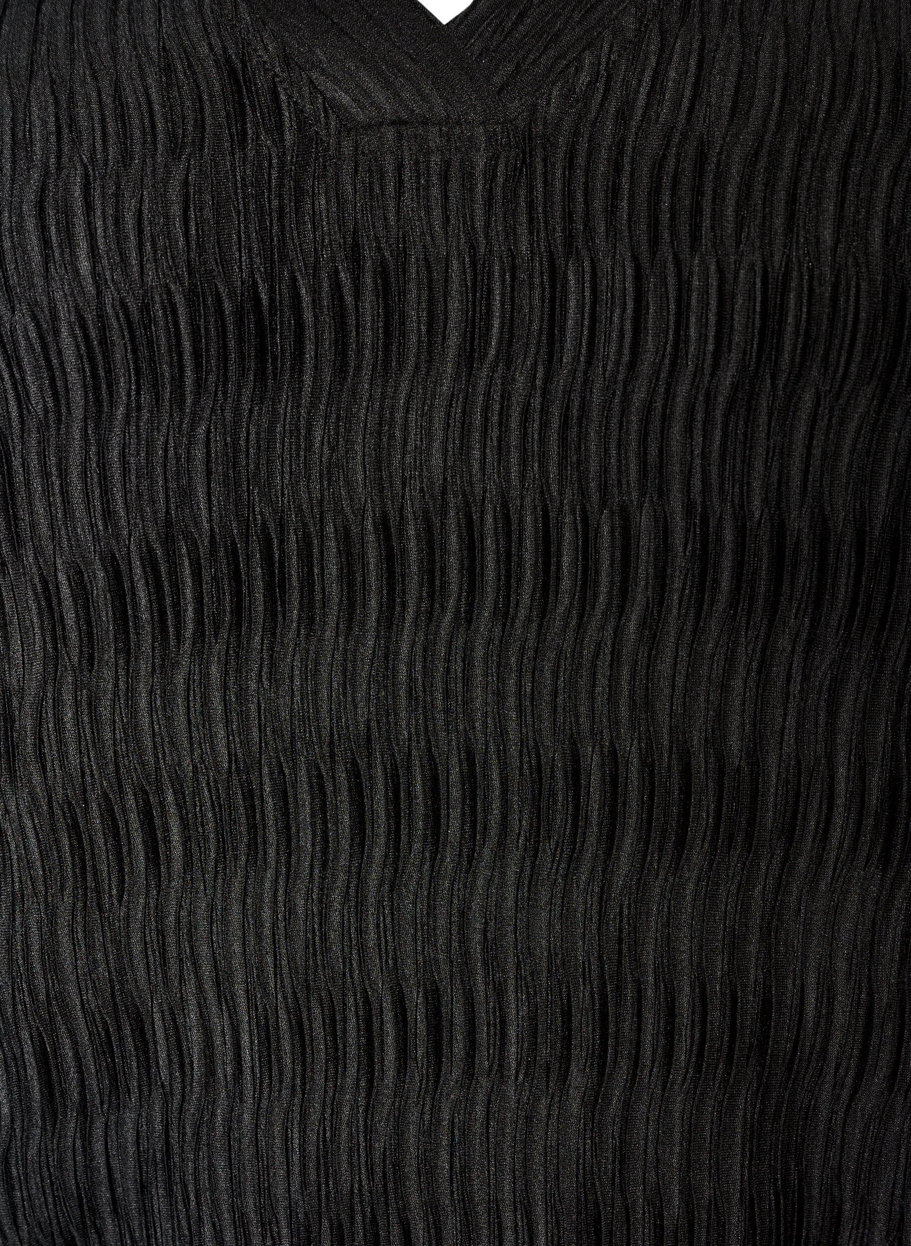 ZizziBluse mit welliger Struktur und Ballonform, Schwarz, Packshot image number 2