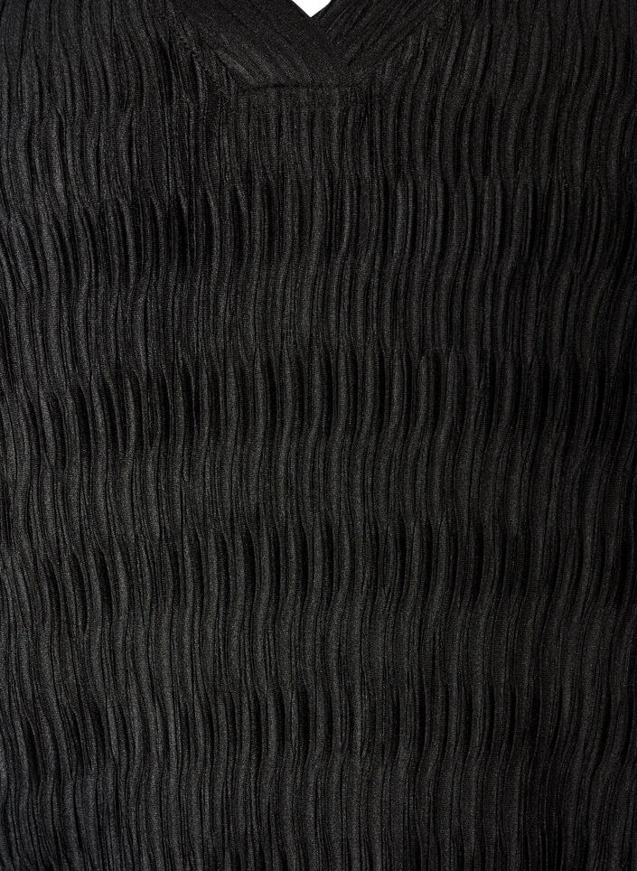 Bluse mit welliger Struktur und Ballonform, Schwarz, Packshot image number 2