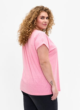 Melange T-Shirt mit kurzen Ärmeln, Strawberry Pink Mel., Model image number 1