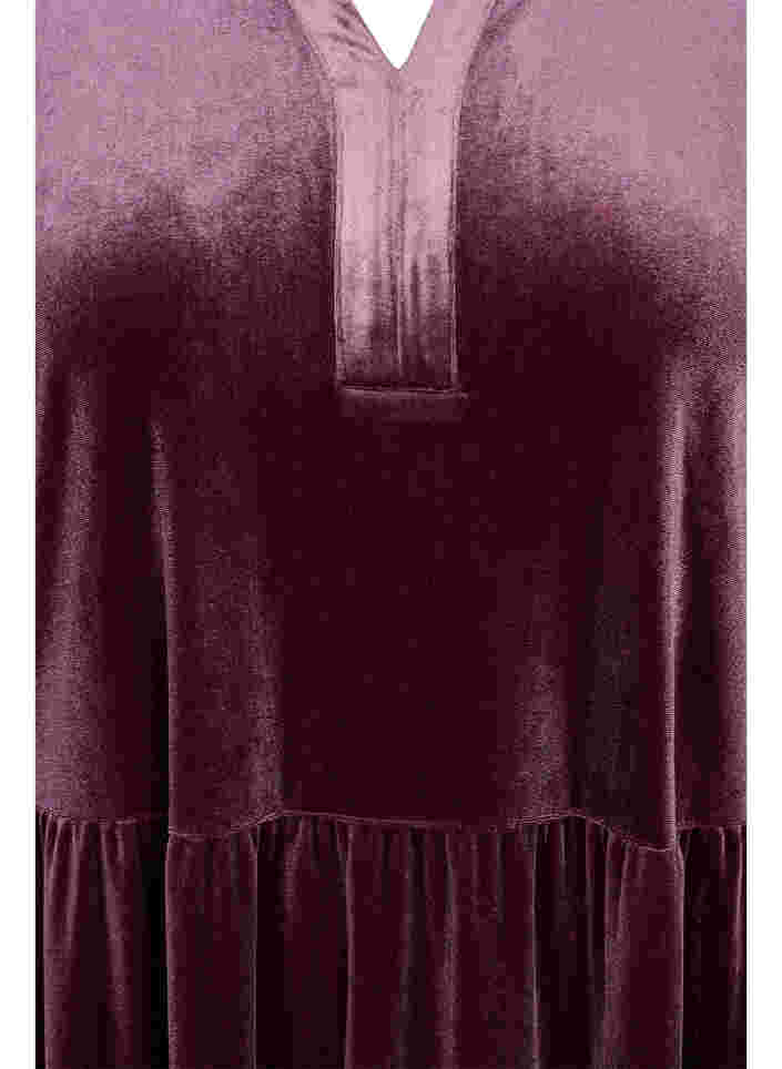 Kleid aus Velours mit Rüschenkragen und 3/4-Ärmeln, Winetasting, Packshot image number 2