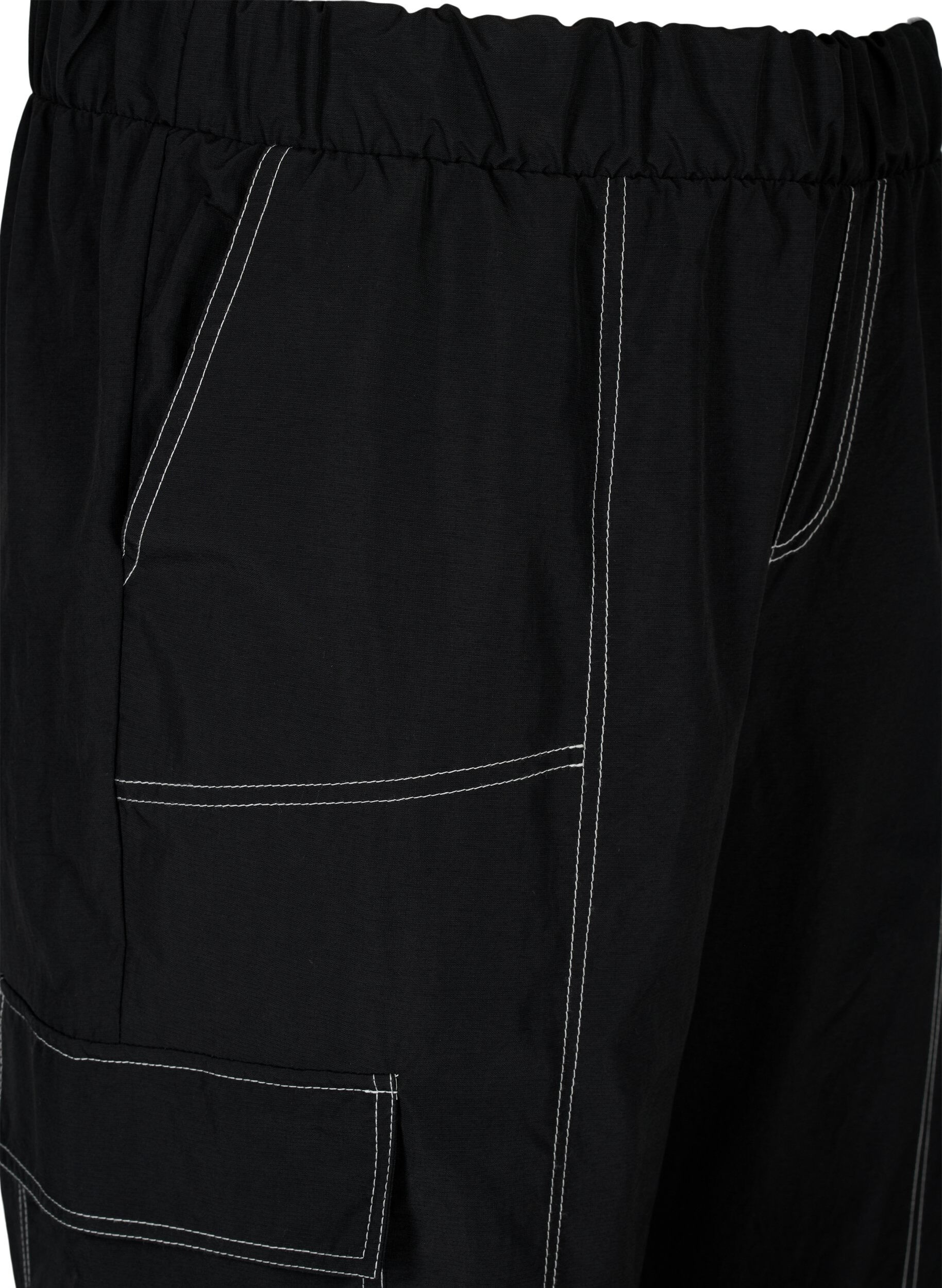 Zizzi Cargohose mit Kontrastn&auml;hten, Black, Packshot image number 2