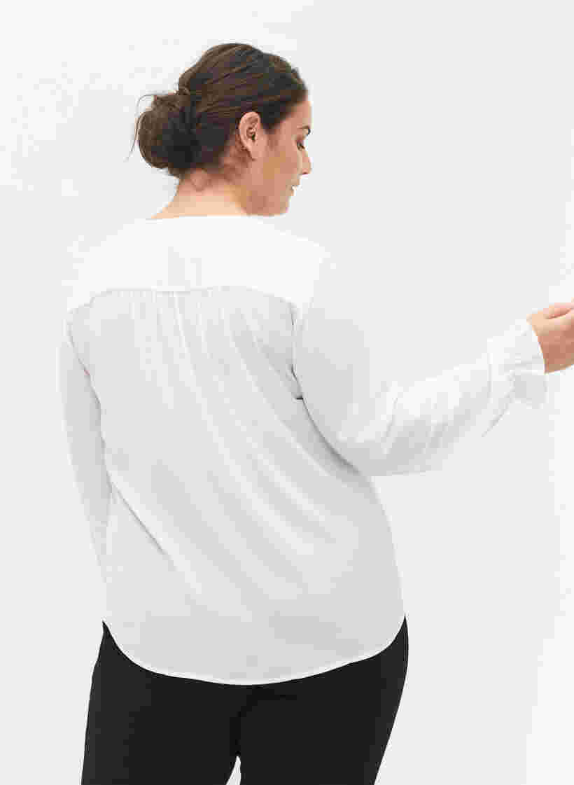 Bluse mit langen Ärmeln und Knopfverschluss, Bright White, Model image number 1