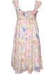 Langes gebl&uuml;mtes Kleid aus Lyocell mit R&uuml;schen, Wei&szlig;, Packshot image number 1