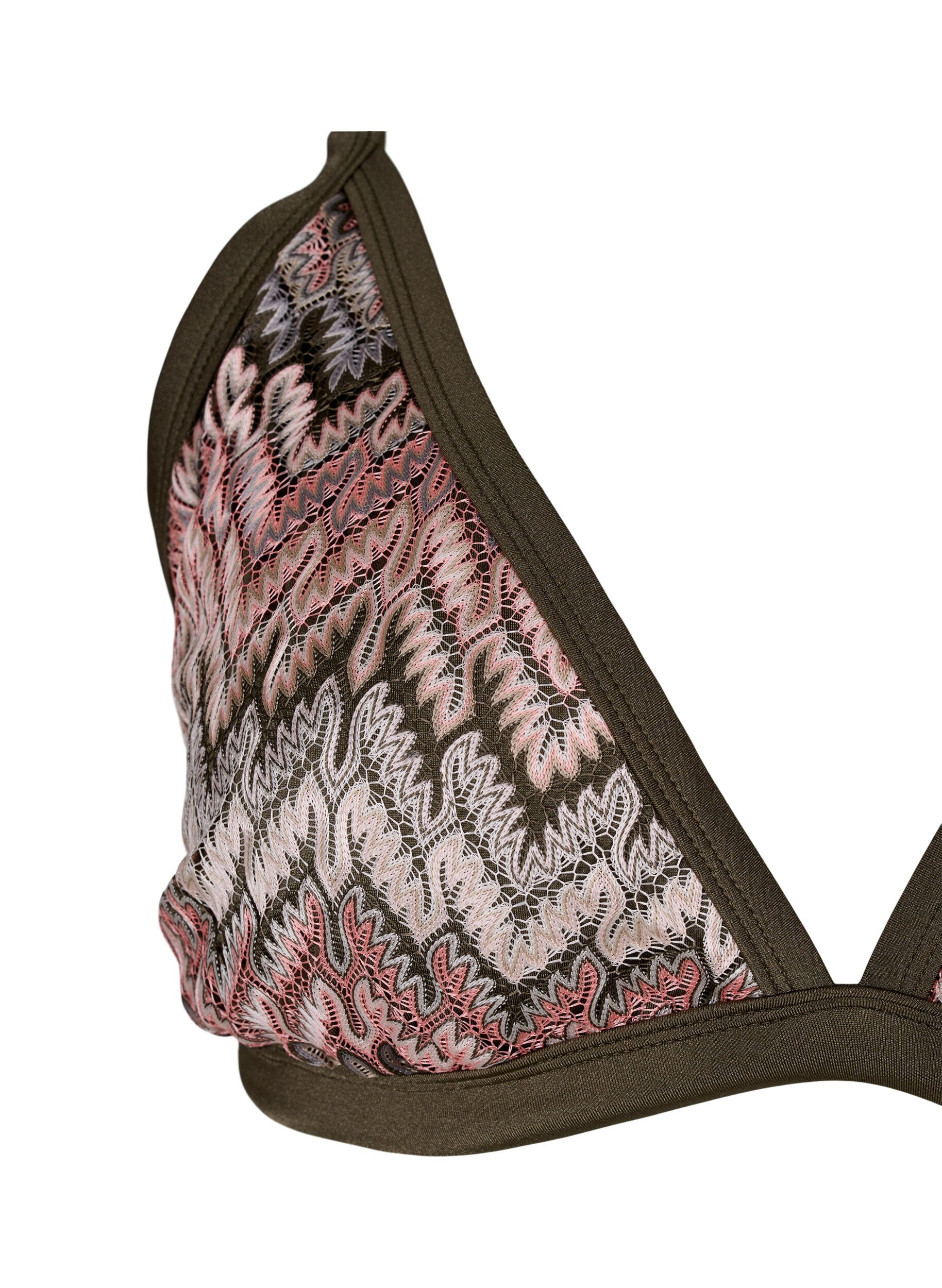 Zizzi Gemustertes triangle bikini top, Beech AOP, Packshot image number 2