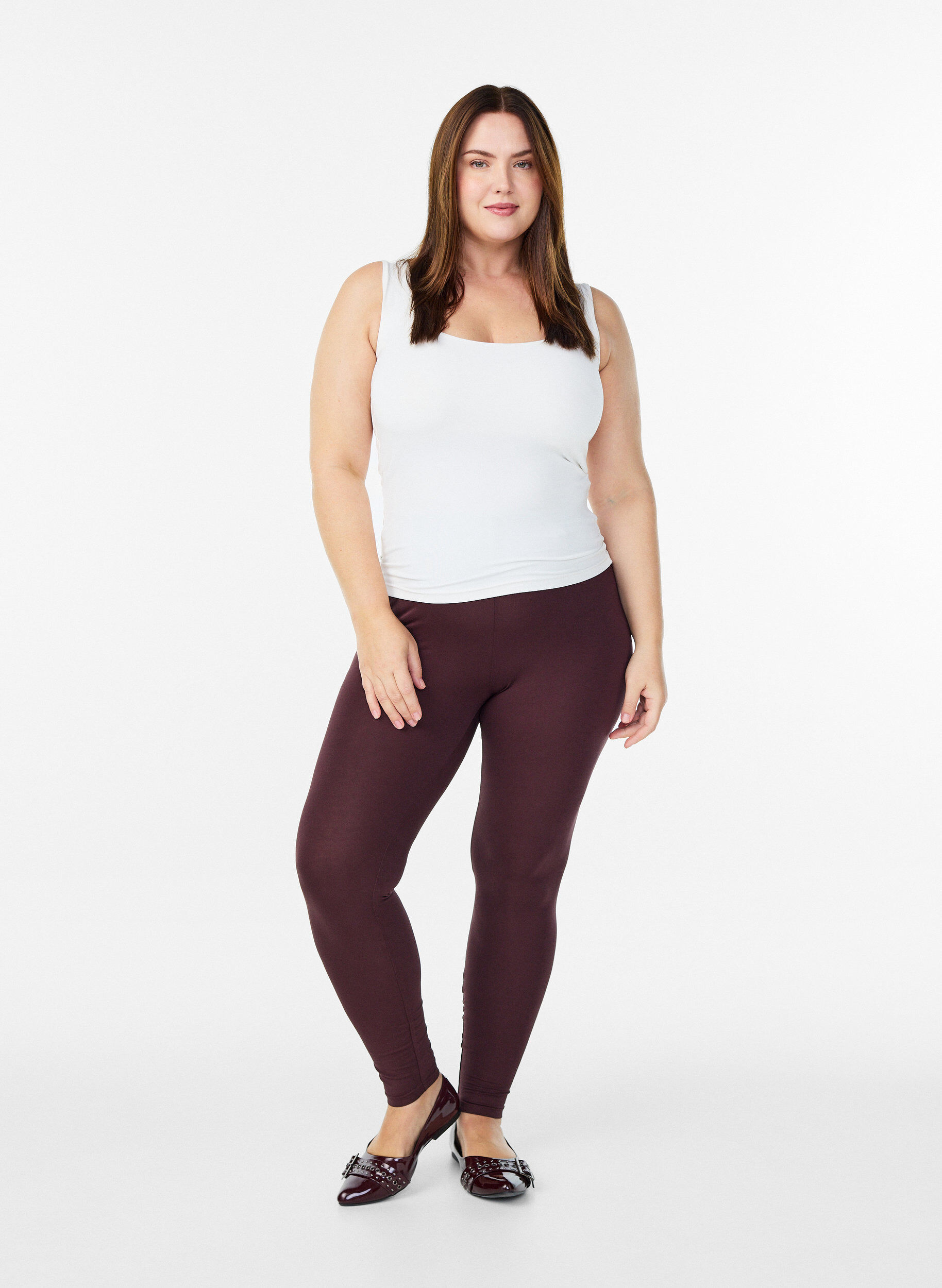 ZizziBasic Leggings aus Viskose, Dunkles Bordeaux, Model image number 1
