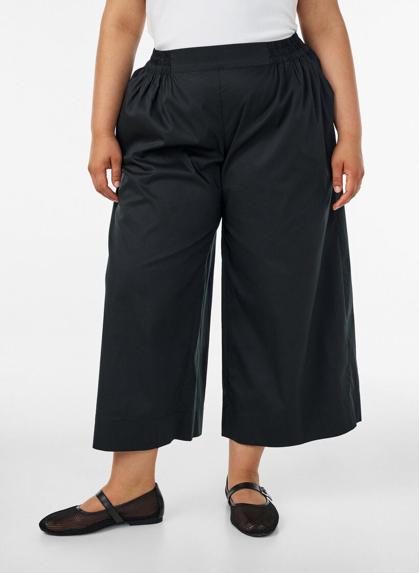 Culotte mit Gummizugbund und weiten Beinen, Schwarz, Model image number 2