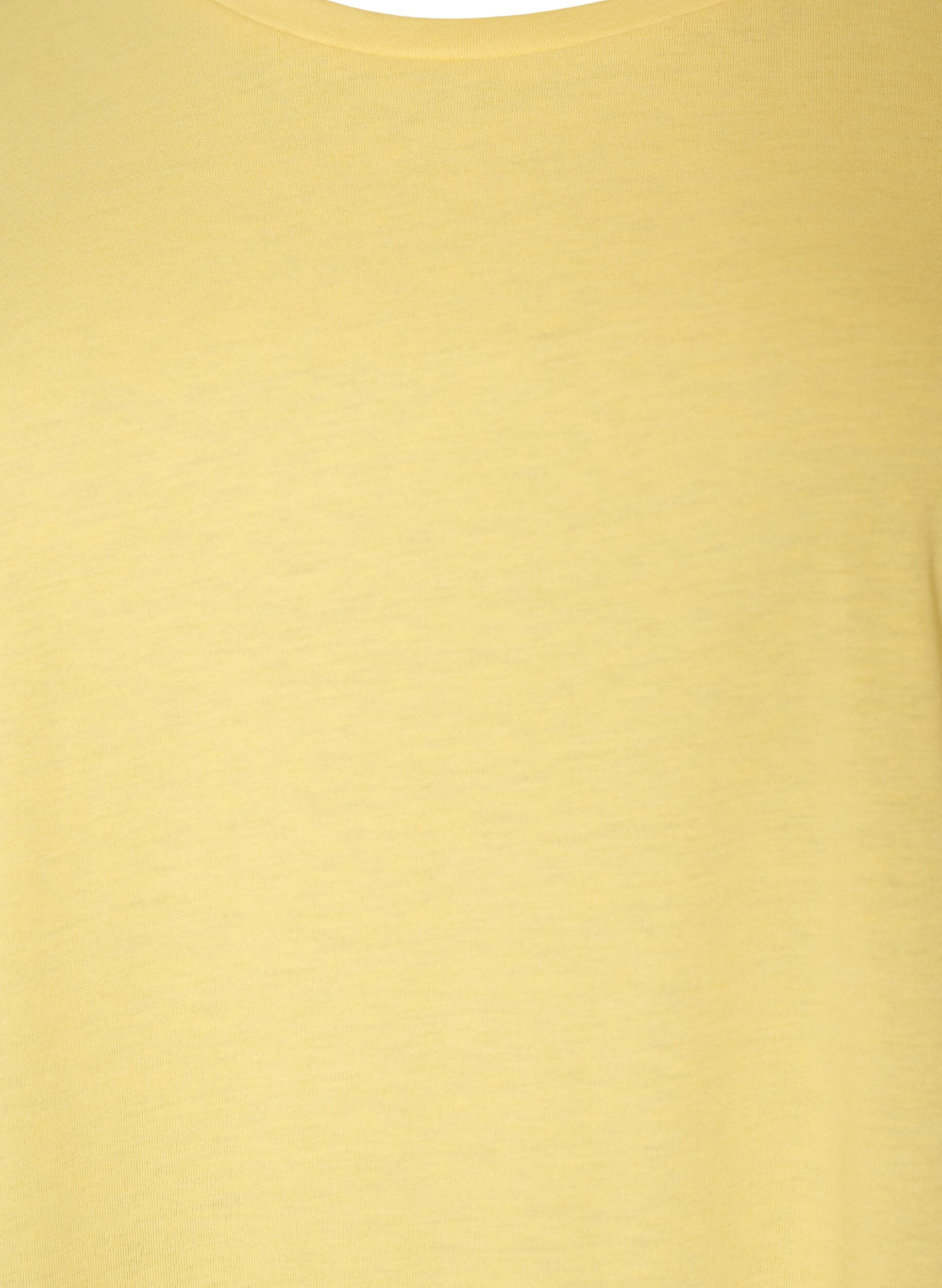 ZizziKurz&auml;rmeliges T-Shirt aus einer Baumwollmischung, Gelb, Packshot image number 2