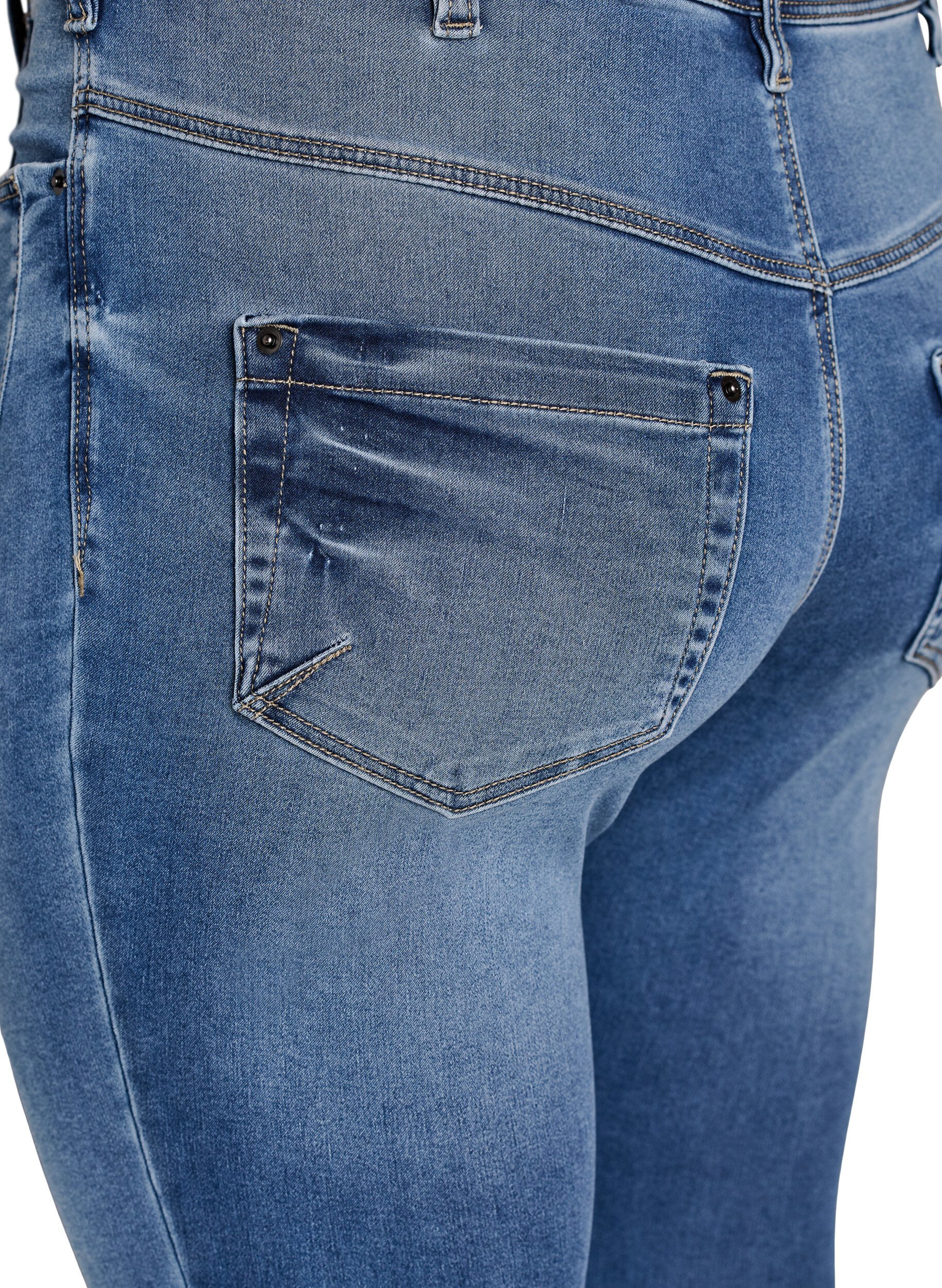 Zizzi Kurze Amy Jeans mit Rei&szlig;verschlussdetail., Blau, Packshot image number 3