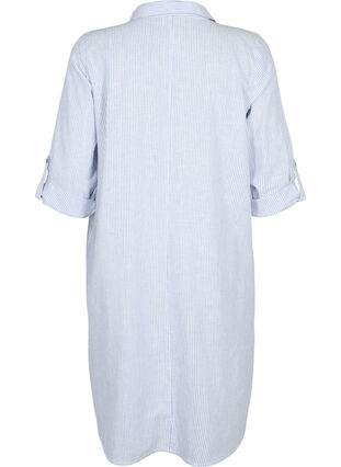 Kleid mit V-Ausschnitt und Kragen, Blue Stripe, Packshot image number 1