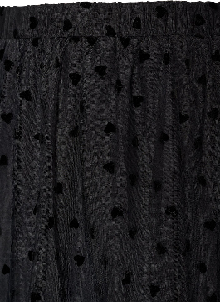 Midi-Rock aus T&uuml;ll mit Herzen, Schwarz, Packshot image number 2
