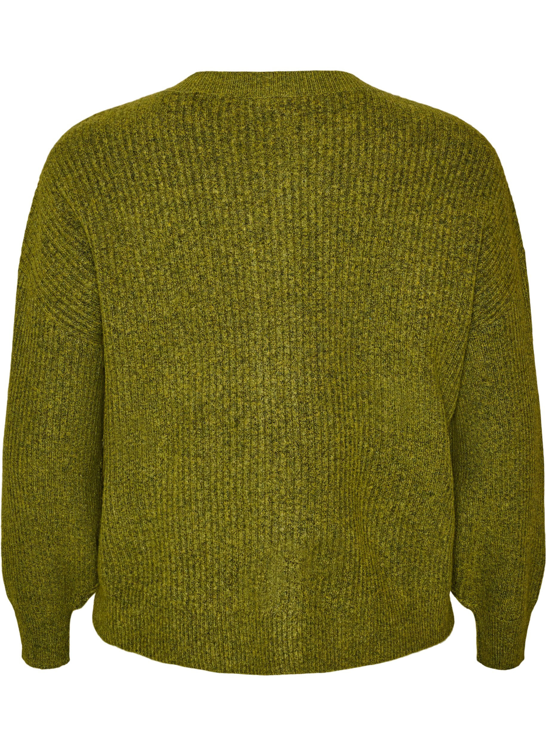 ZizziRippenstrick Strickjacke mit Kn&ouml;pfen, Gr&uuml;n, Packshot image number 1