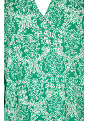Bedrucktes Viskose-Top mit Rüschen, Jolly Green Oriental, Packshot image number 2