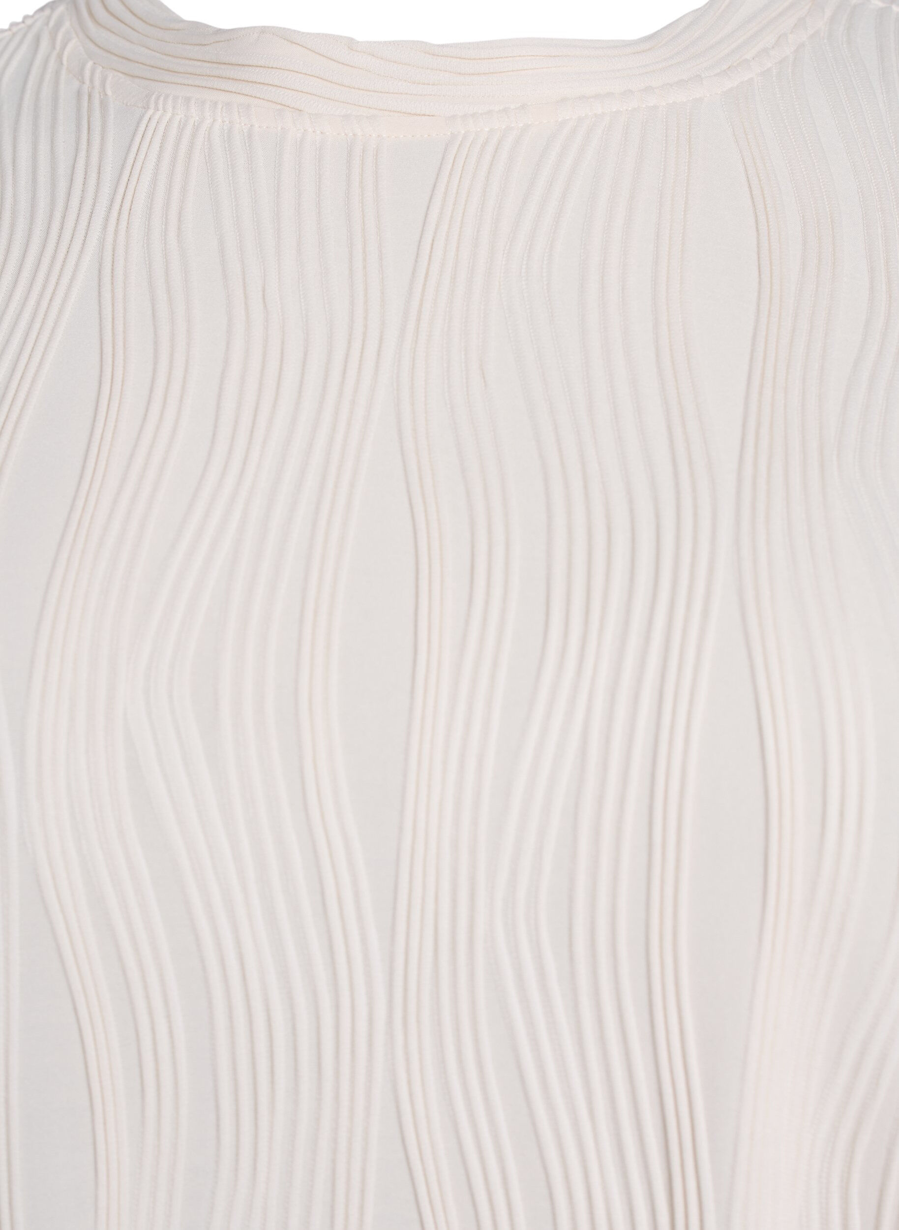 Zizzi Bluse mit kurzen &Auml;rmeln und einer welligen Struktur, Beige, Packshot image number 2