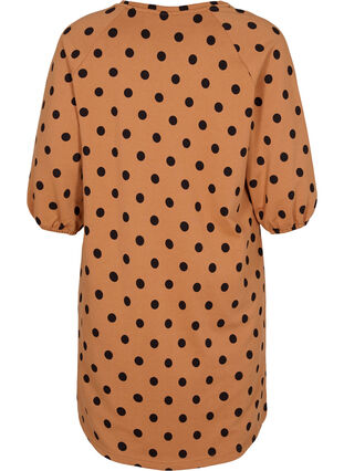 Kleid mit Punktmustern und 3/4 Ärmeln, Almond Black Dot, Packshot image number 1