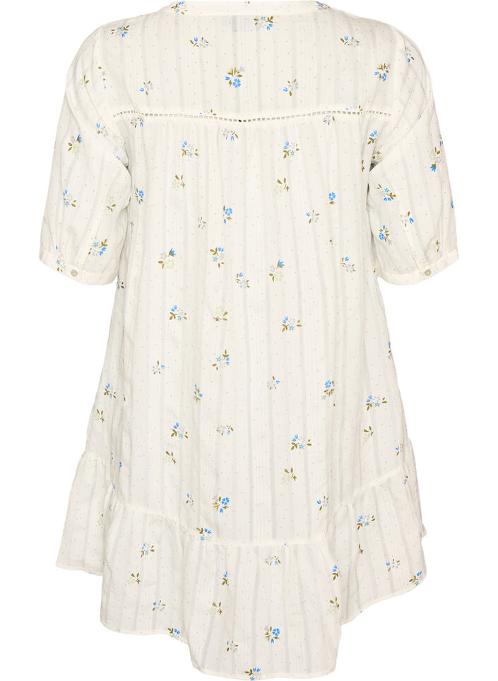 Kurzes Viskosekleid mit Spitzenbesatz und A-Linien-Schnitt, Vanille, Packshot image number 1