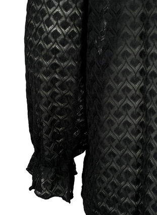 Langärmelige Bluse mit gemusterter Textur, Black, Packshot image number 3