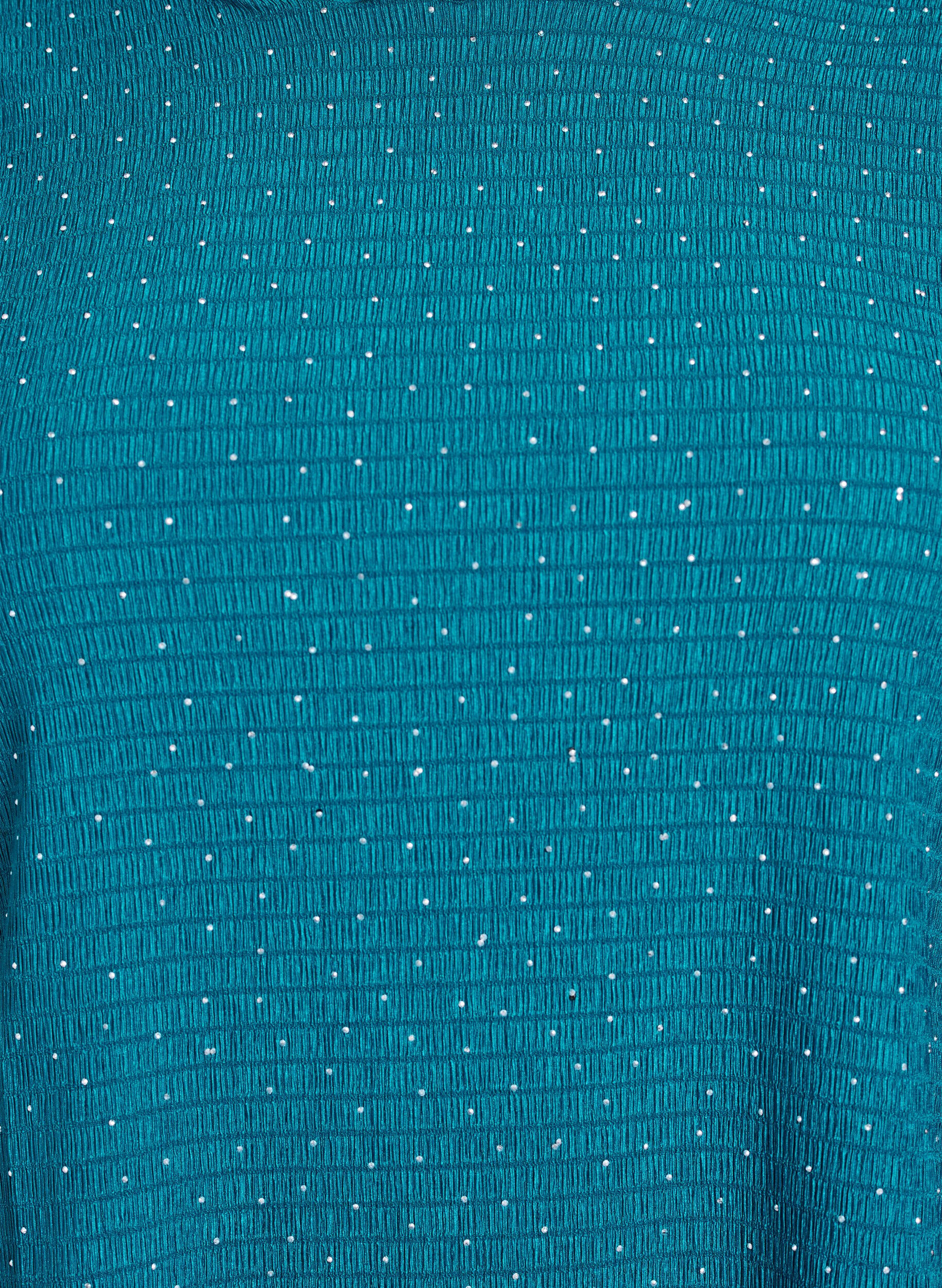 Zizzi Lang&auml;rmelige Bluse mit Strasssteinen, Petrol, Packshot image number 2