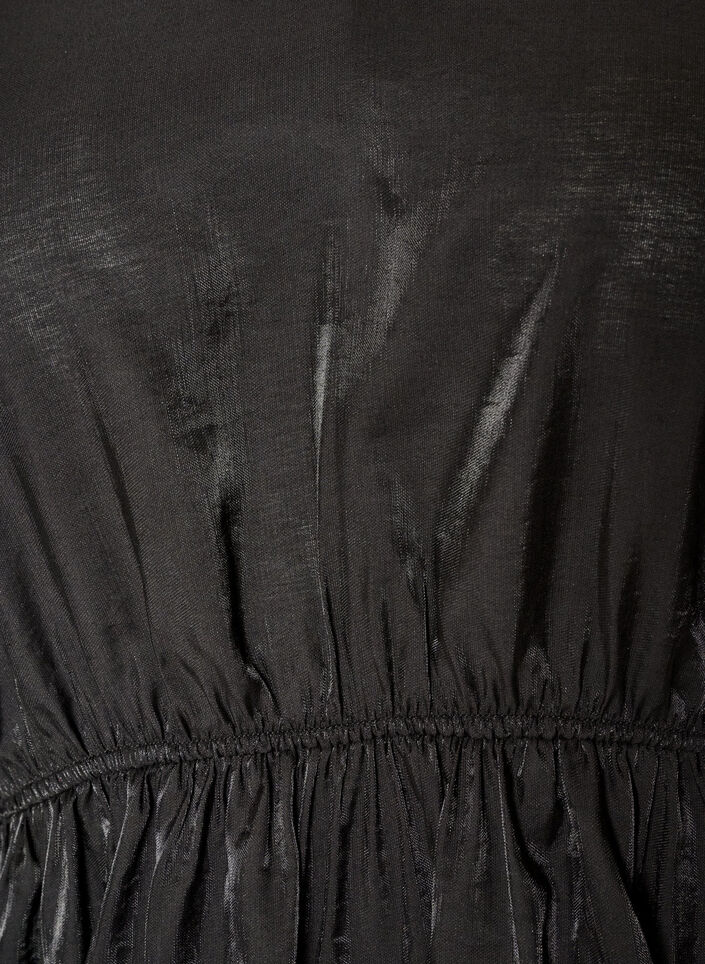 Gl&auml;nzende Bluse aus Viskose mit Peplum-Effekt, Schwarz, Packshot image number 2